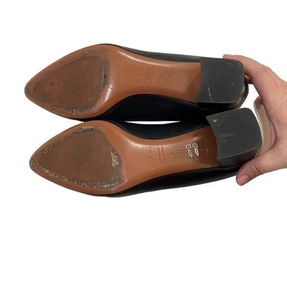 Aquatalia heels Women's 9 black leather Pasha Pumps block heel pointy toe - Picture 8 of 10